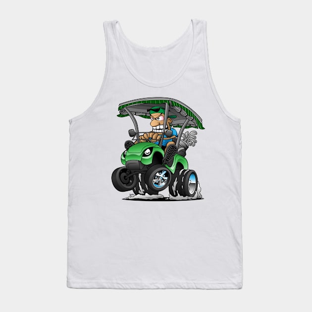 Funny Golf Cart Hotrod Golf Car Popping a Wheelie Cartoon Tank Top by hobrath